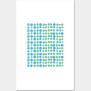 Blue Green Circles Modern Decorative Abstract Mosaic Pattern Posters and Art